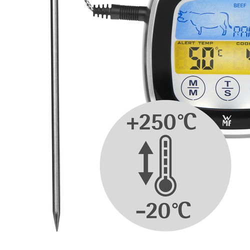 BBQ digitalt termometer med 5 indstillinger/timer, touch display 