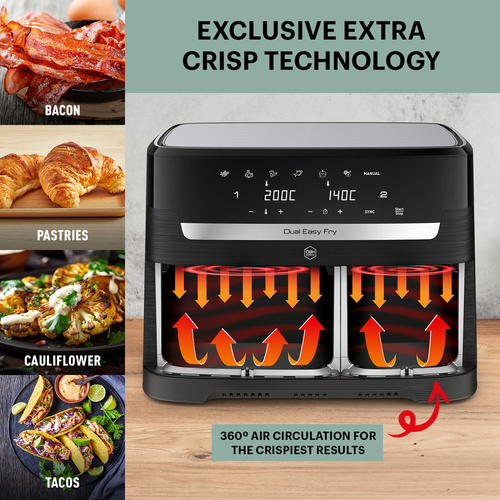 XXL Dual Easy Fry 11 L Sort - Air fryer 