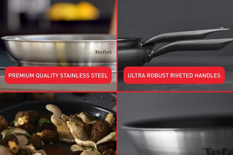 Tefal-stegepander i rustfrit stål: kvalitet og holdbarhed til alsidig madlavning