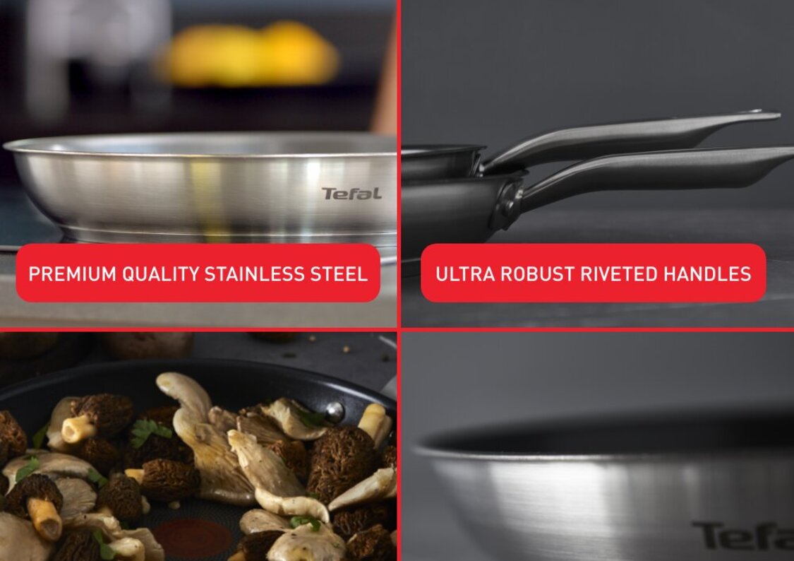Tefal-stegepander i rustfrit stål: kvalitet og holdbarhed til alsidig madlavning