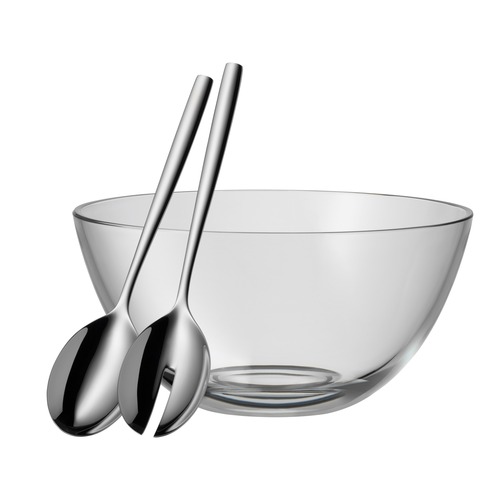 Taverno salatsæt – glasskål 23,5 cm med salatbestik 25 cm 