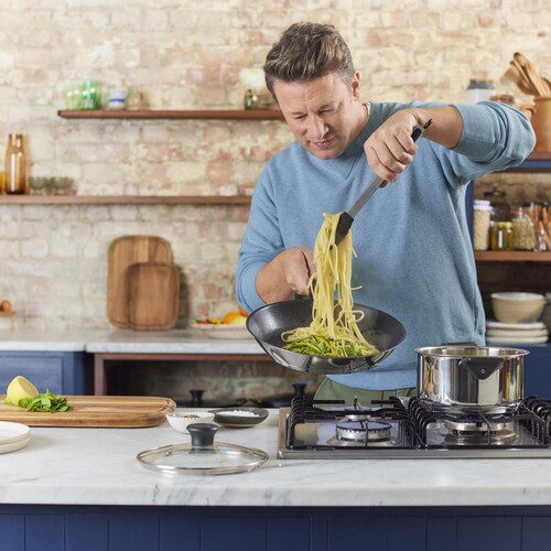 Jamie Oliver Everyday Kitchen Stainless Steel sæt 7 dele (Pande 28 cm, Gryder 16/20/24 cm m/3 låg)