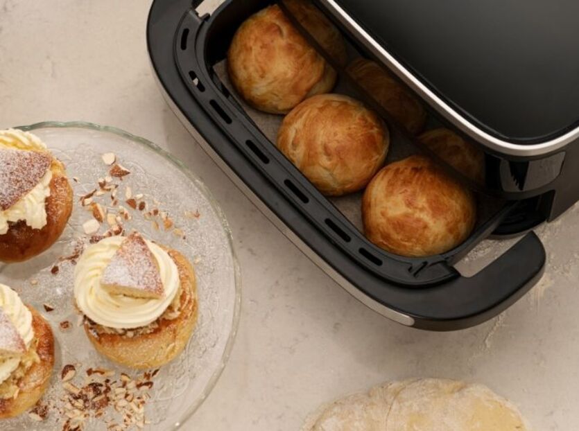 Air fryer fastelavnsboller med fløde og vaniljecreme