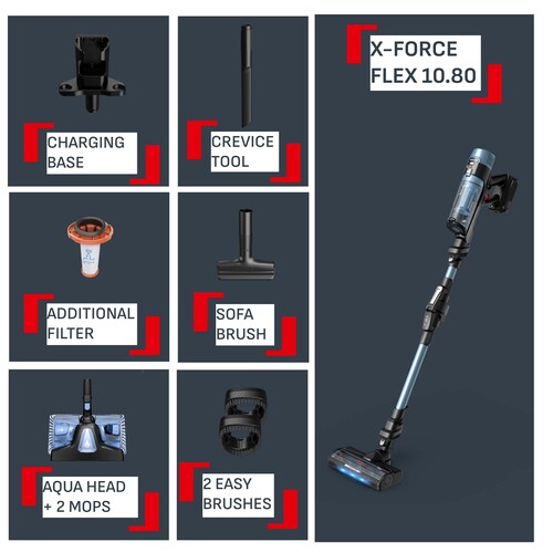 X-Force 10.80 Aqua, stangstøvsuger med moppehoved