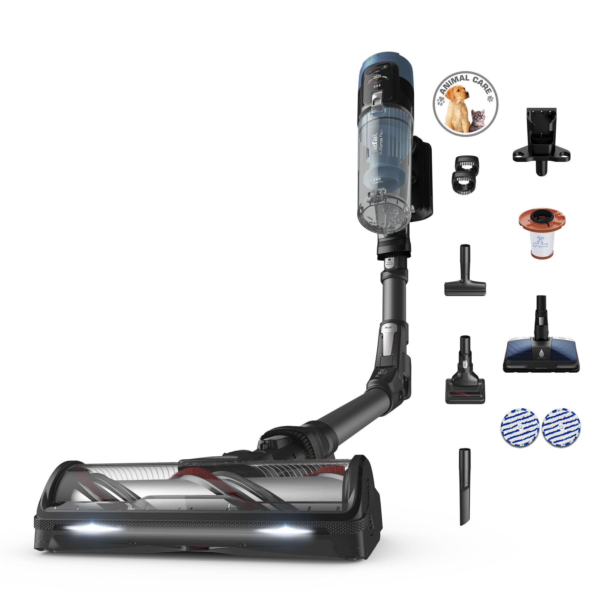 X-Force 14.80 Flex Animal Aqua, Stangstøvsuger med Aerospin mundstykke