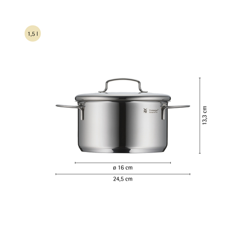 Mini gryde 16 cm /1,5 L med låg, rustfrit stål 18/10 Cromargan® 