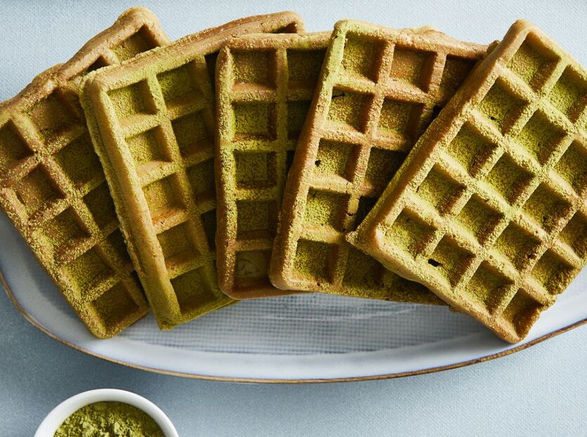 Sprøde vafler med matcha