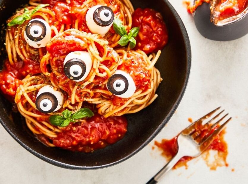 Uhyggelig Halloween spaghetti