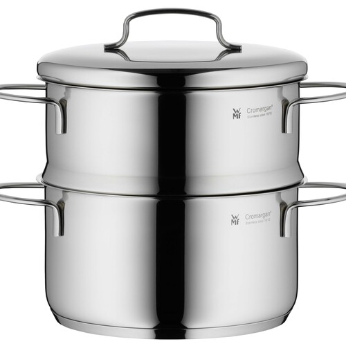 Mini gryde 16 cm /1,5L med dampindsats + låg, rustfrit stål 