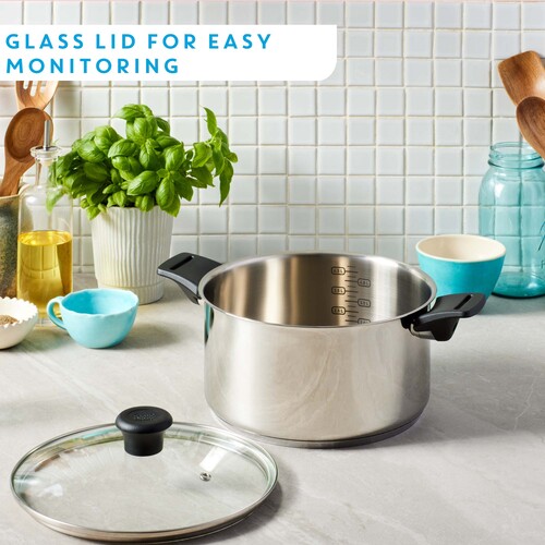 Jamie Oliver Everyday Kitchen Stainless Steel sæt 7 dele (Pande 28 cm, Gryder 16/20/24 cm m/3 låg)