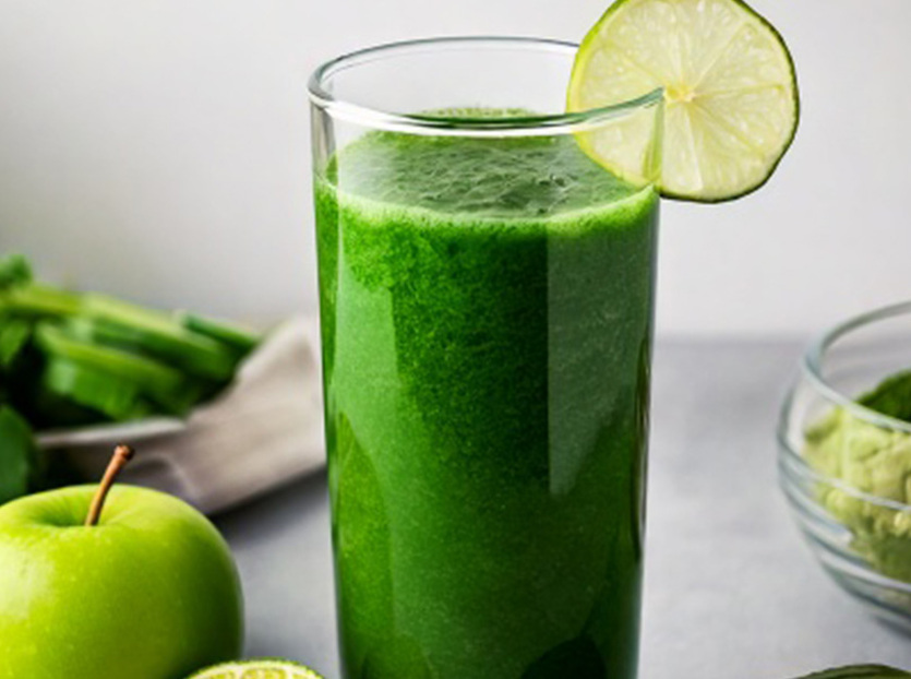 Agurk, lime & spirulinajuice