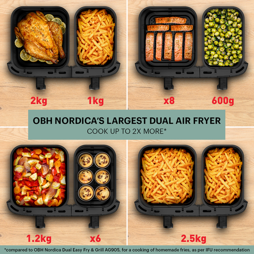 XXL Dual Easy Fry 11 L Sort - Air fryer 
