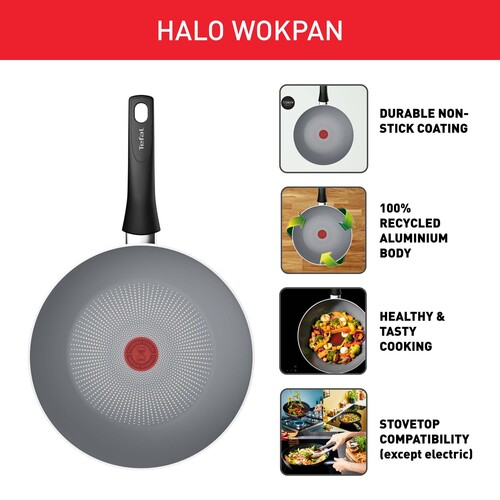 Halo Wokpande 28 cm, Grå
