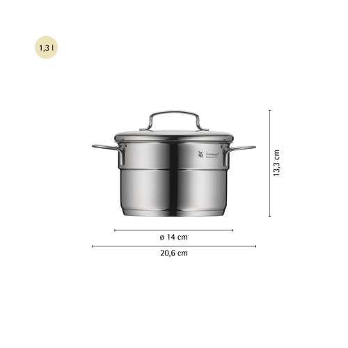 Mini gryde 14 cm /1,3 L med låg, rustfrit stål