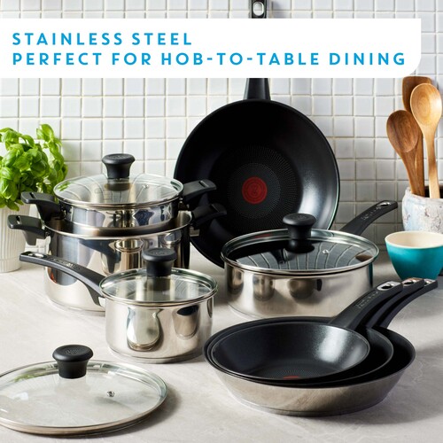 Jamie Oliver Everyday Kitchen Stainless Steel sæt 7 dele (Pande 28 cm, Gryder 16/20/24 cm m/3 låg)