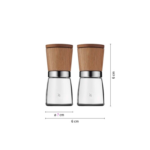 Ceramill Nature salt- & peberkværn ,glas/træ 2 stk, kværnniveauer 