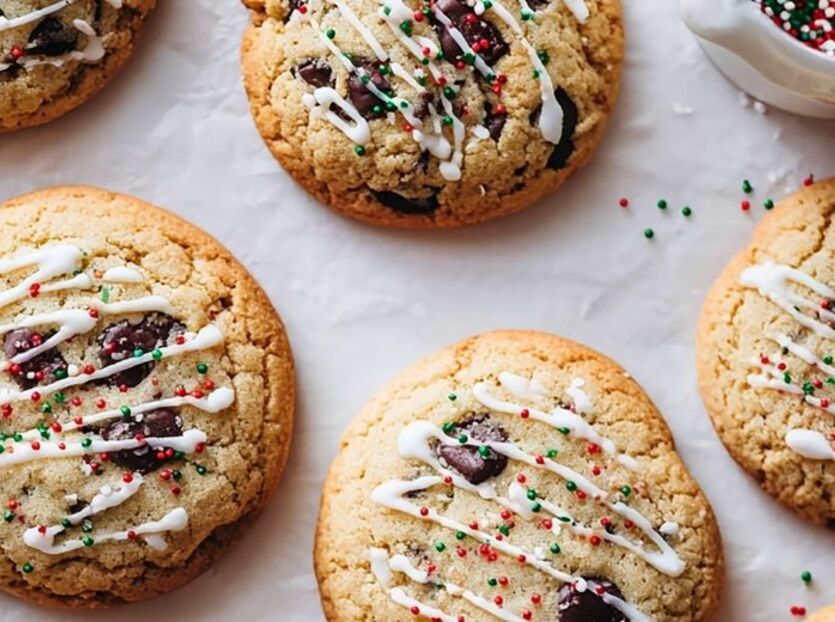 Julecookies med chokoladeknapper